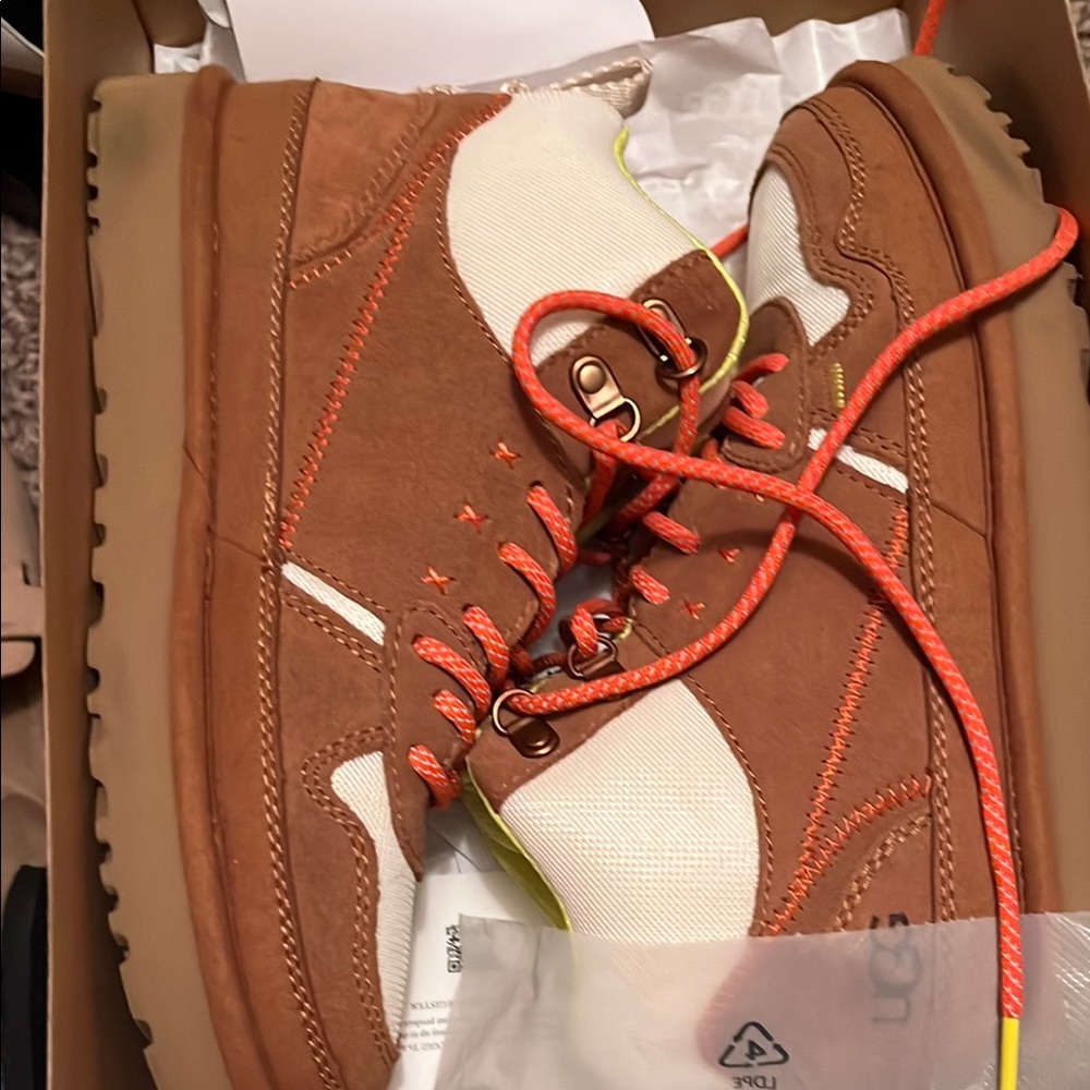 Ugg boots Tan and White with Orange Accents women’s not men’s